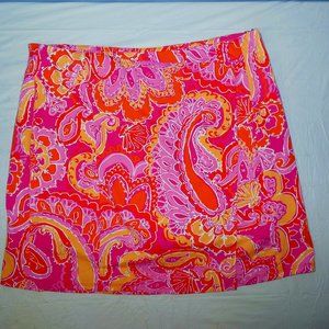 Sunsets & Sweet Tea Orange Pink Fish Shell Paisley Pattern Skort Size 6